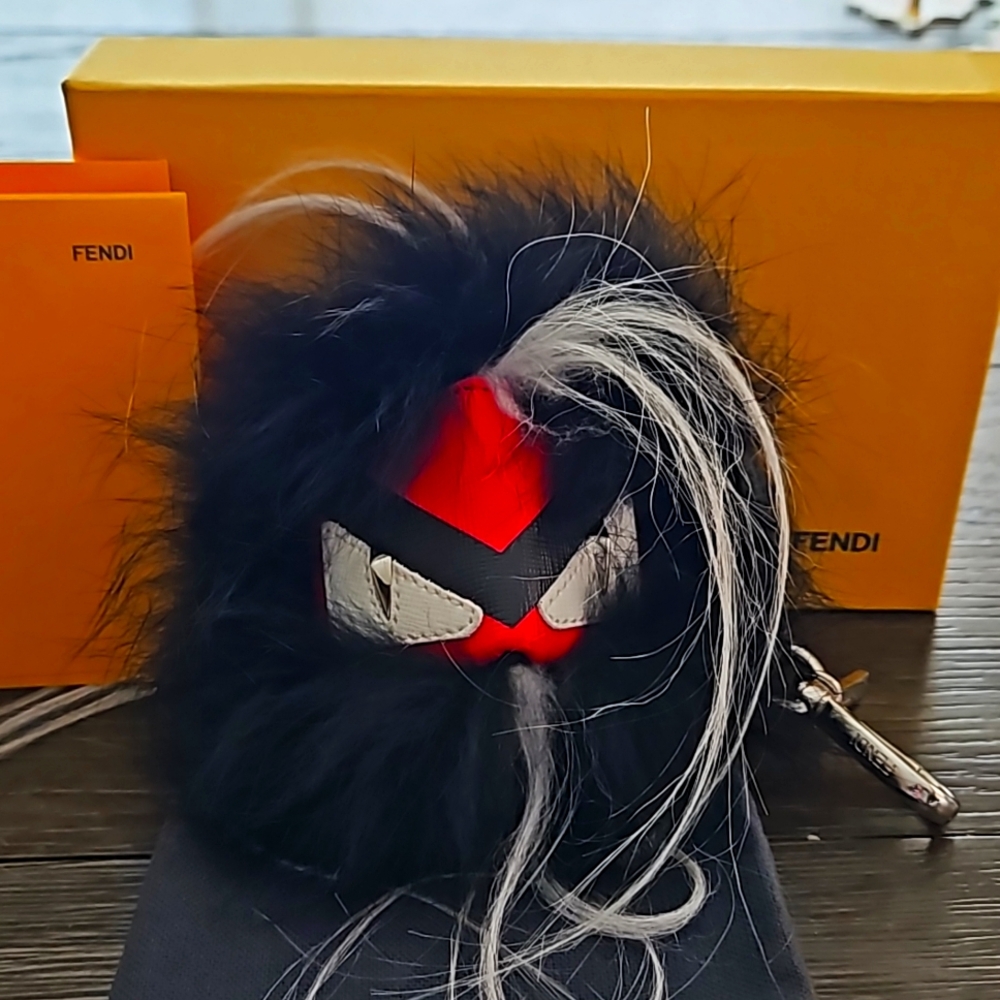 Fendi Monster 👹 Black and Red Fur Bag Charm